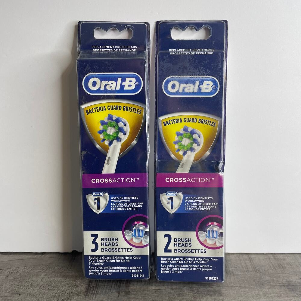 NEW Lot of 5 ORAL-B CROSS ACTION Electric Toothbrush Heads